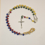 Rosario misionero con Medalla del Sagrado Corazón de Jesus y de la Virgén de Lourdes, Crucifijo de Cristo crucificado con detalles florales