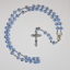 Rosario de cristal grande con cuentas azules facetadas y medalla de la virgen María y el sagrado Corazón de Jesús