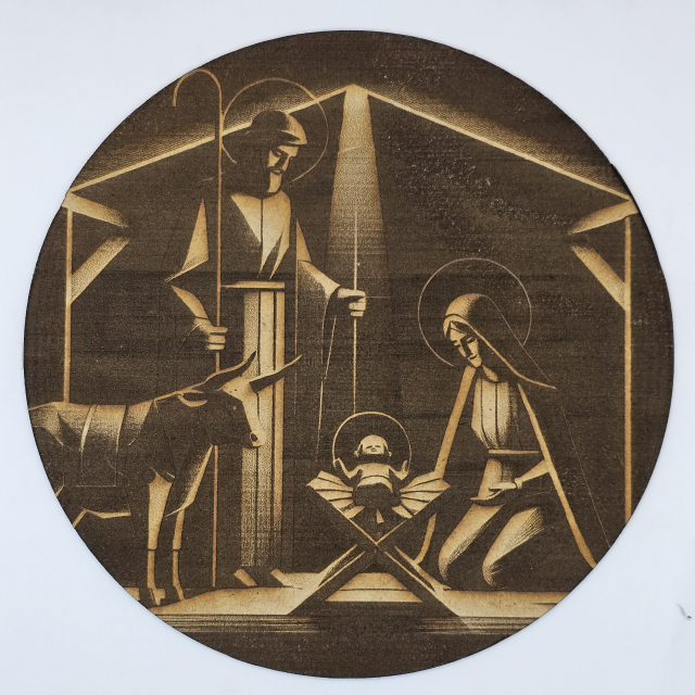 Cuadro Misterio Gozoso III – El Nacimiento del Señor grabado con laser en MDF, Navidad (Estilo 8)