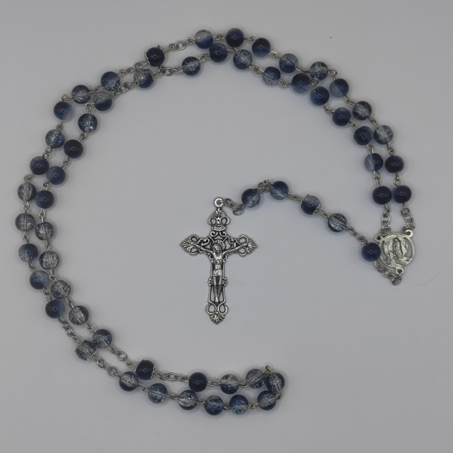Rosario con Medalla del Sagrado Corazón de Jesus y de la Virgén de Lourdes, Crucifijo de Cristo Crucificado