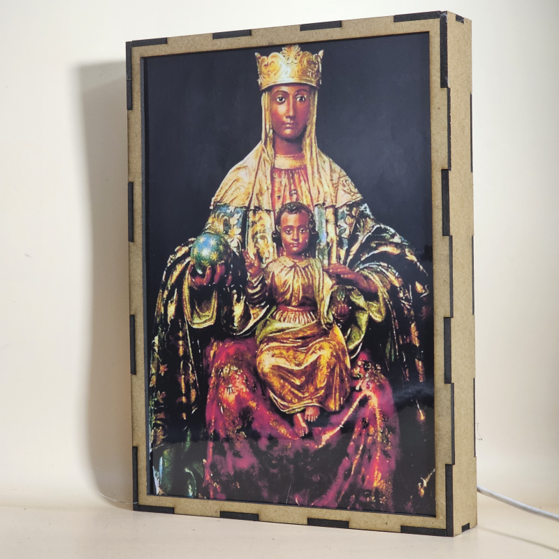 Lámpara de la Virgen del Pilar coronada y entronizada con el Niño Jesús - Apagada