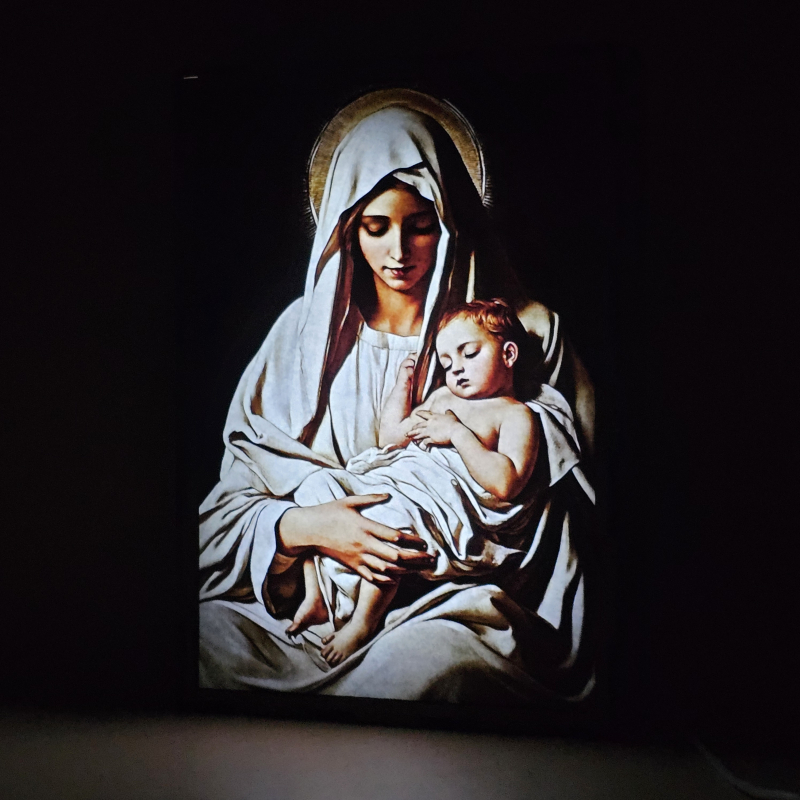 Lámpara LED de la Virgen María sosteniendo al Niño Jesús dormido - galería