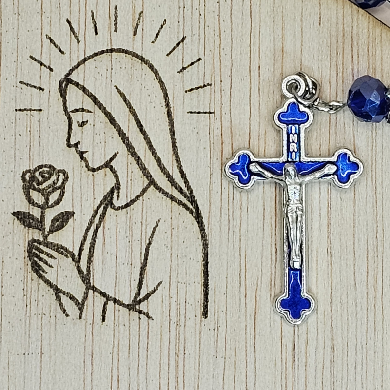 Crucifijo Cristo crucificado cruz azul