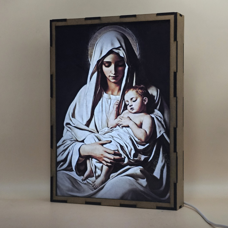 Lámpara LED de la Virgen María sosteniendo al Niño Jesús dormido - galería