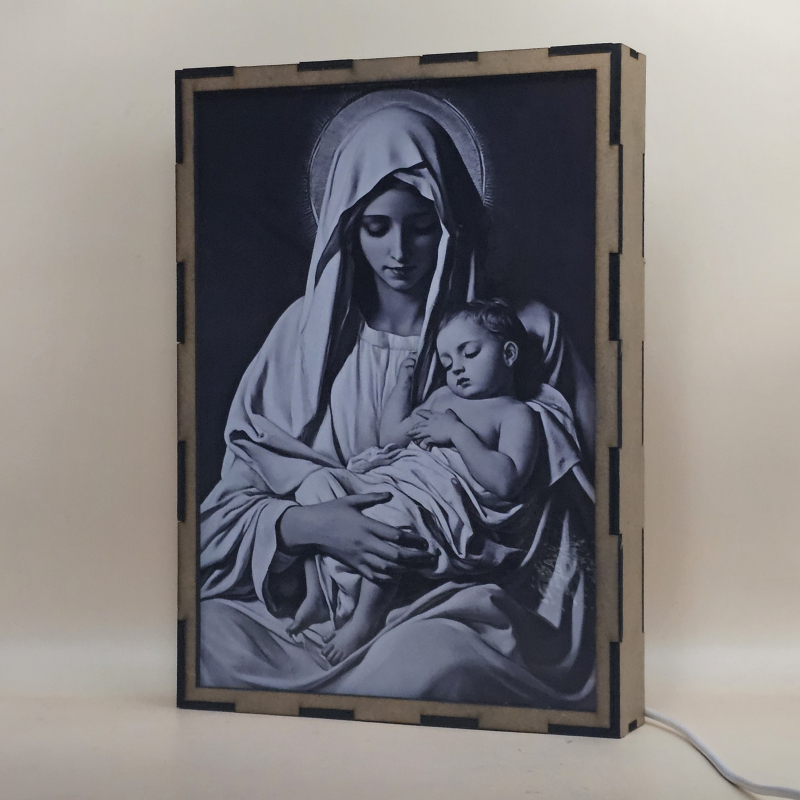 Lámpara LED de la Virgen María sosteniendo al Niño Jesús dormido - galería