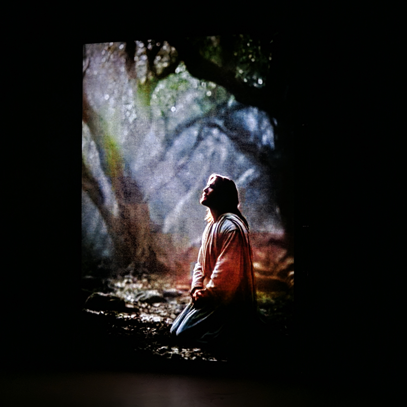 Jesús orando en Getsemaní bajo un haz de luz - Galeria
