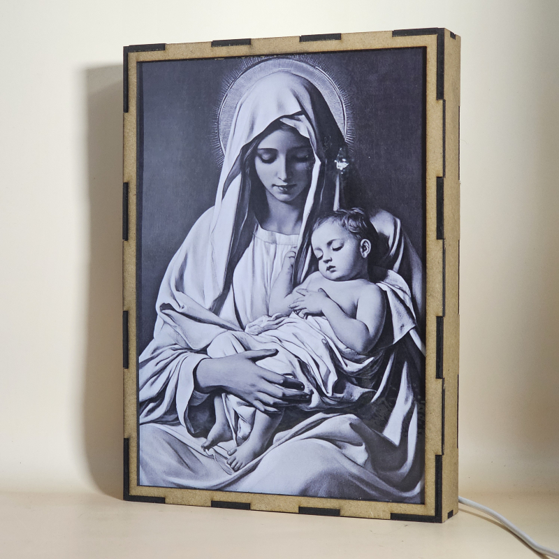 Lámpara LED de la Virgen María sosteniendo al Niño Jesús dormido - galería